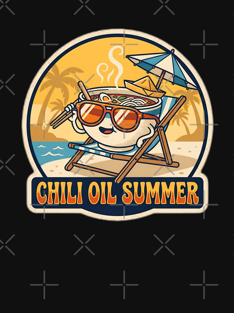 Chili Oil Summer Retro Ramen Beach Vacation by Oommen Studio