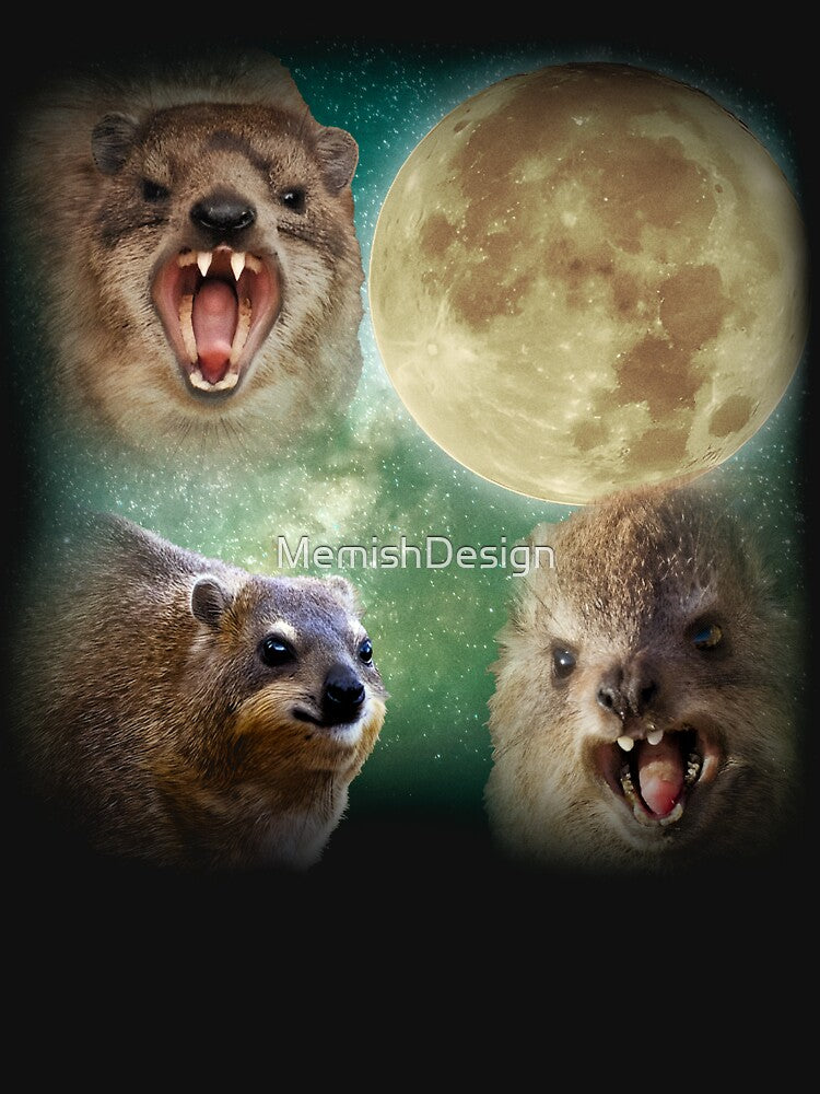 90s Vintage Retro Hyraxes Moon Meme by MemishDesign