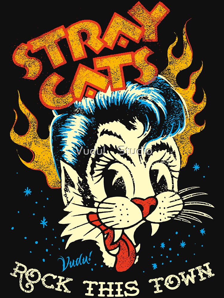 Retro Feline Rocker in Vintage Style Black by Vudu! ⚡ Studio