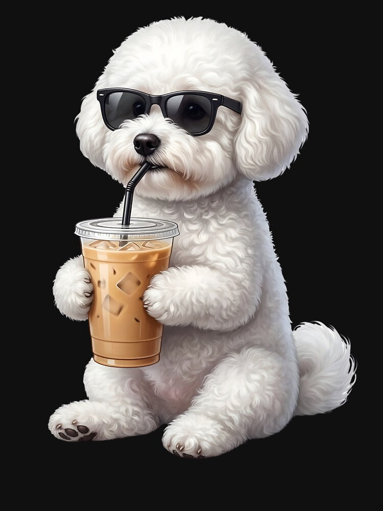Funny Bichon Frise Drinking Iced Coffee Meme Dog Lover by TerryConnells