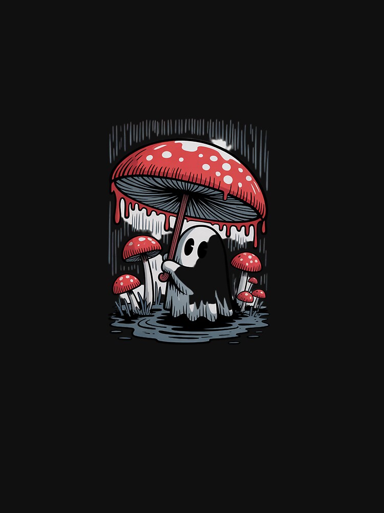 Halloween Cottagecore Ghost Mushroom Forest Fall Rain by HardcoreTour