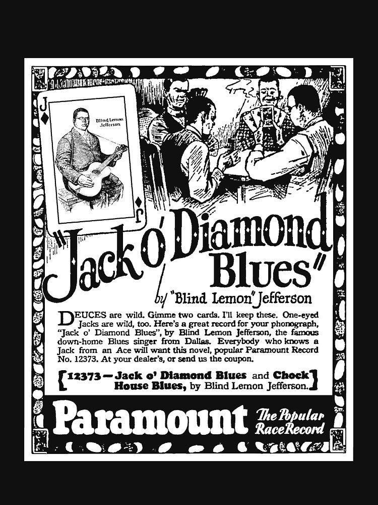 Jack O' Diamonds - Blind Lemon Jefferson : Classic Blues from Paramount Records by GenXTees