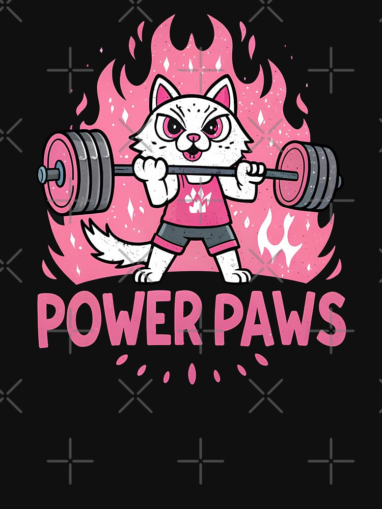 Power Paws Weightlifting Cat - Fierce Fitness T-Shirt for Cat Lovers by FocusedPatterns
