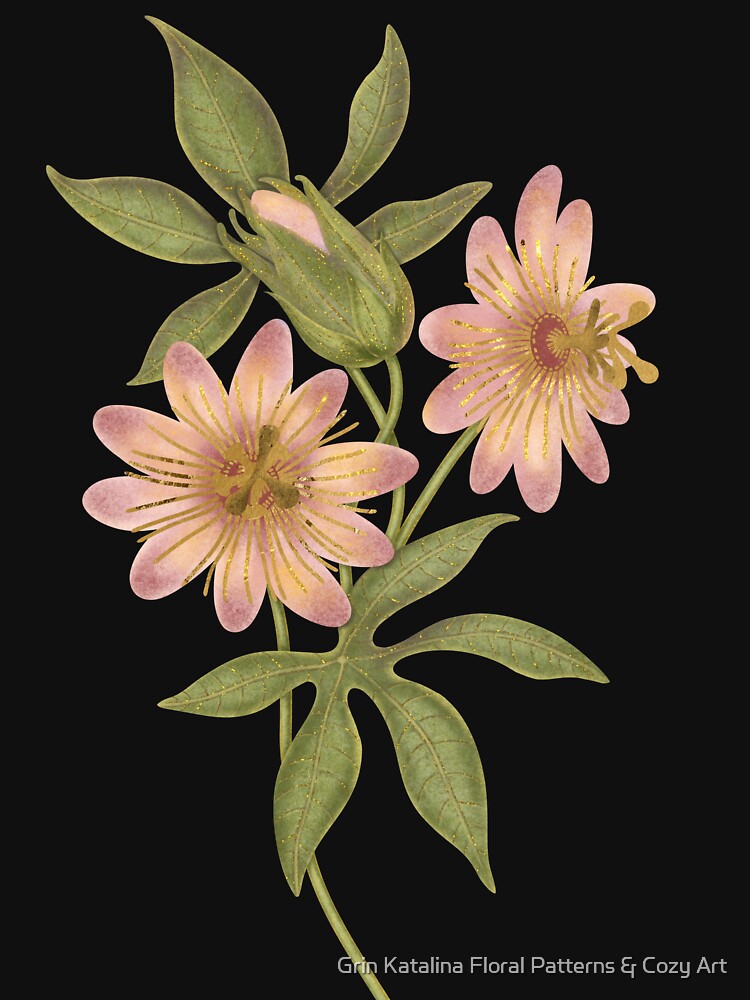 Delicate Peach Wildflower Hellebore Botanical Stem Art by Grin Katalina Floral Patterns & Cozy Art