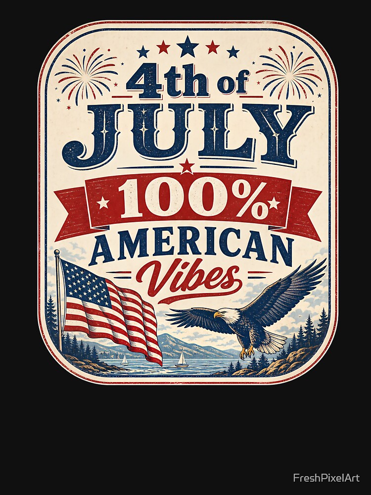 4th of July, 100% American Vibes by FreshPixelArt