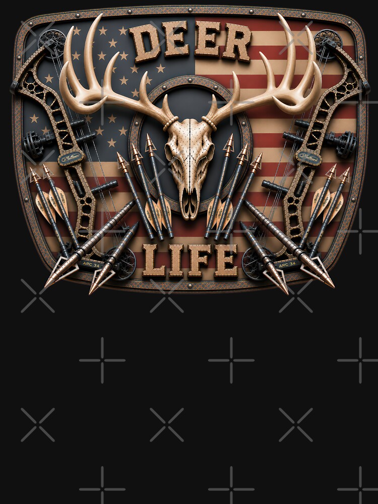 Whitetail Deer Life Bow Hunting American Flag Hunting Skull Wall Art by artistwill