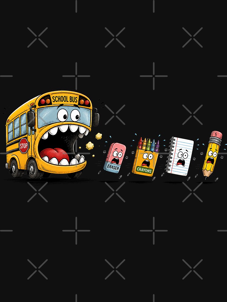 Funny Hungry School Bus Back to School Design by LunaPixelStudio