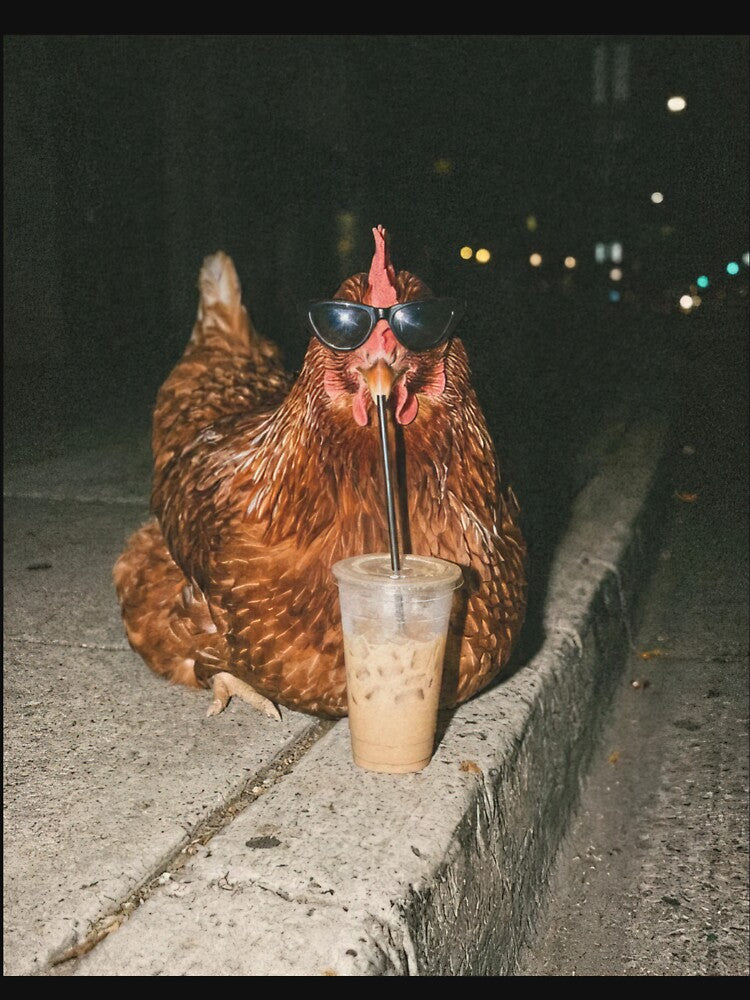 Chicken Drinking Iced Coffee by PontiaGudam