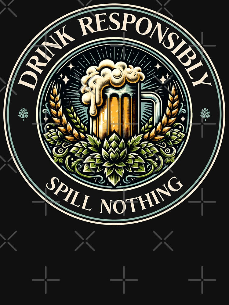 Drink Responsibly Spill Nothing | Vintage Beer Design by FadedFrequency