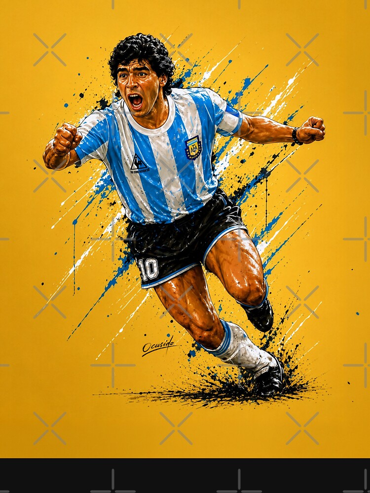 Maradona Illustration by ocusido Unisex , , , Long Sleeve Tee