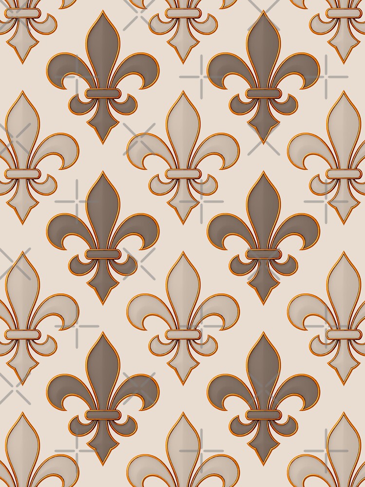 Neutral Earthy Tone Fleur-de-lis Royal Design by PatternTitan