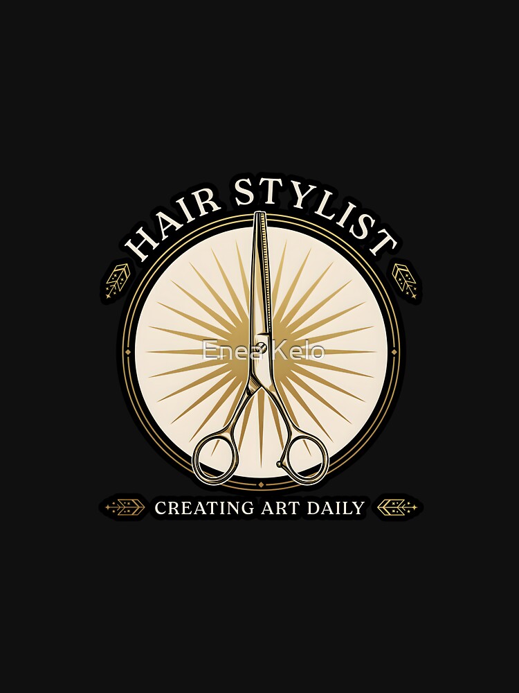 Hair Stylist Creating Art Daily Vintage Shear Emblem by Enea Kelo
