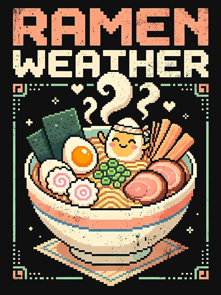 Ramen Weather Cute Kawaii Pixel Art Aesthetic by BCW