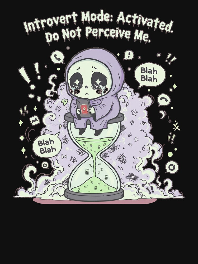Kawaii Reaper Social Battery 1% Introvert Art by ViviByPaula