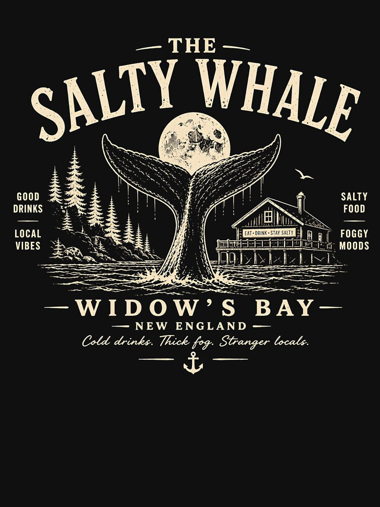 The Salty Whale, Widow's Bay Horror Aesthetic Retro Travel Art by trailblazer-tee