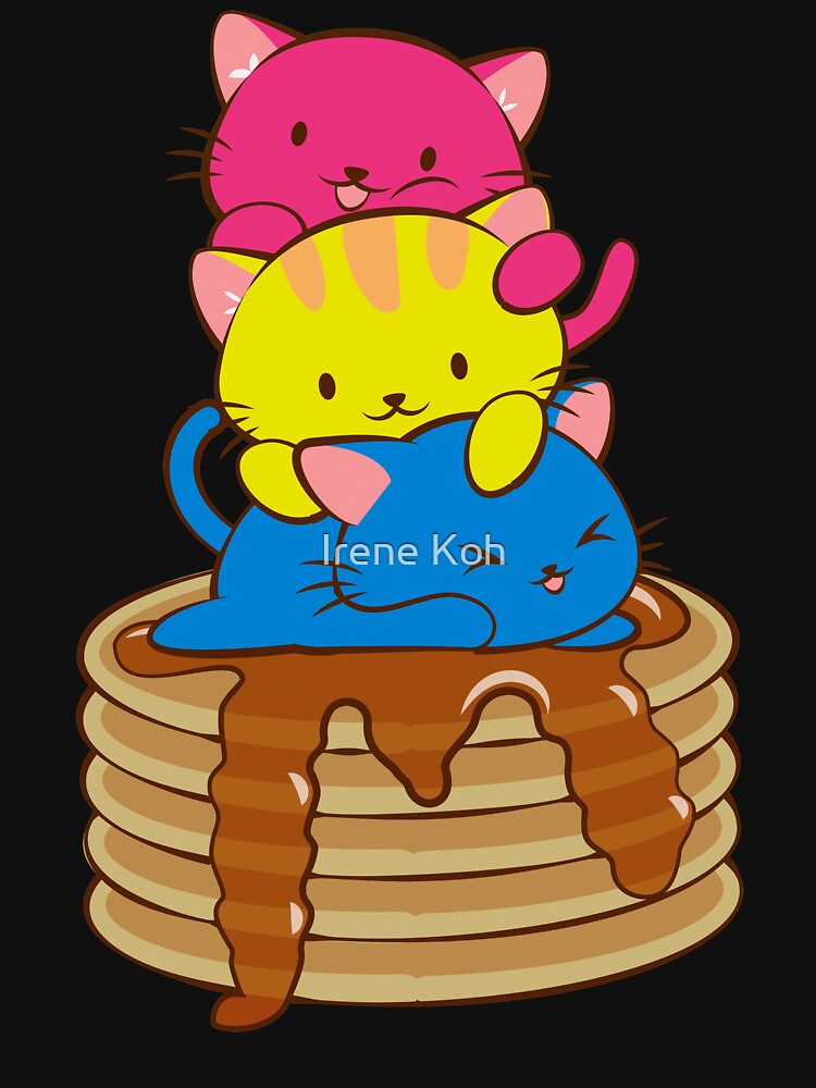 Pansexual Pride Flag Kawaii Cats on Pancakes by Irene Koh