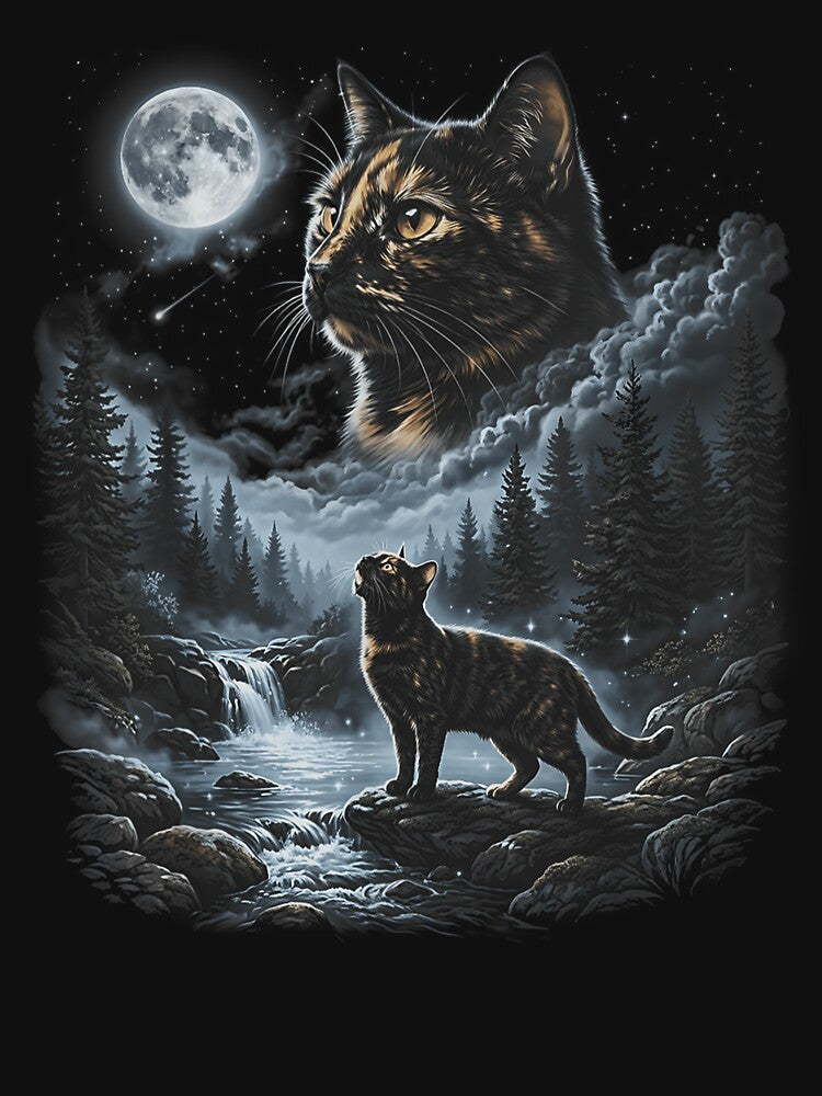 Tortoiseshell Cat Howling to the Moon Vintage Retro by OMITTEROMINOUS