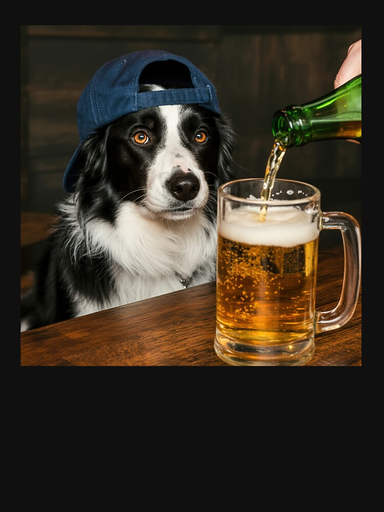 Border Collie Dog Drinking Beer Funny Meme by Hedoraxe