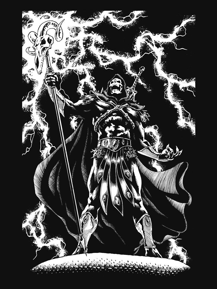 Skeletor black and white GraySkull castle motu he man barbarian 80s cartoons toys heman by JonathanGrimm