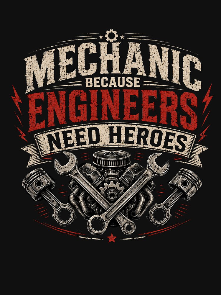 Mechanic Because Engineers Need Heroes Funny Mechanic T-Shirt by Drip5