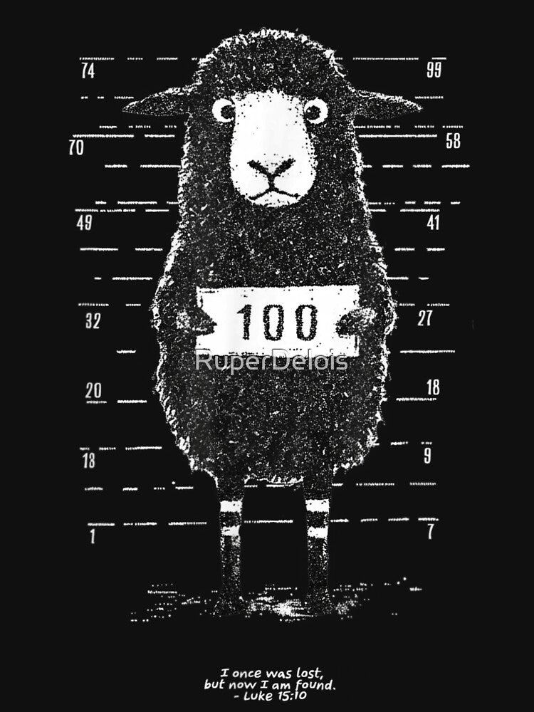 Black Sheep Mugshot Lost But Found Funny Religious Bible Verse by RuperDelois