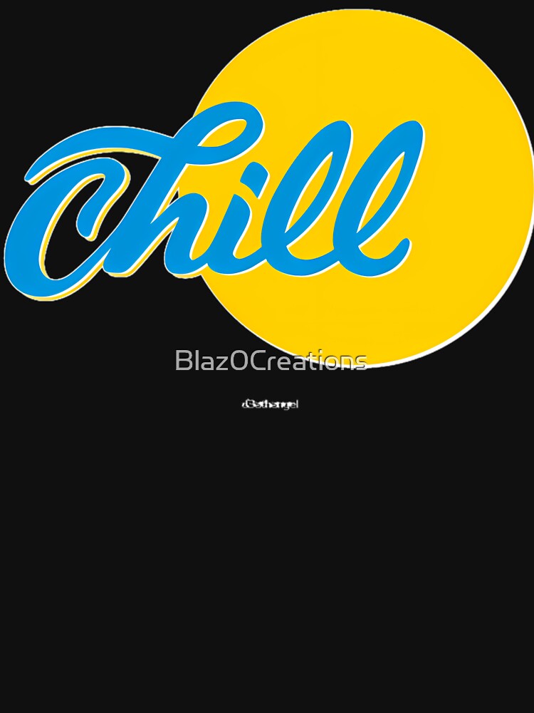 Bright Blue Cursive Lettering Overlaid on Yellow Circle by Blaz0Creations