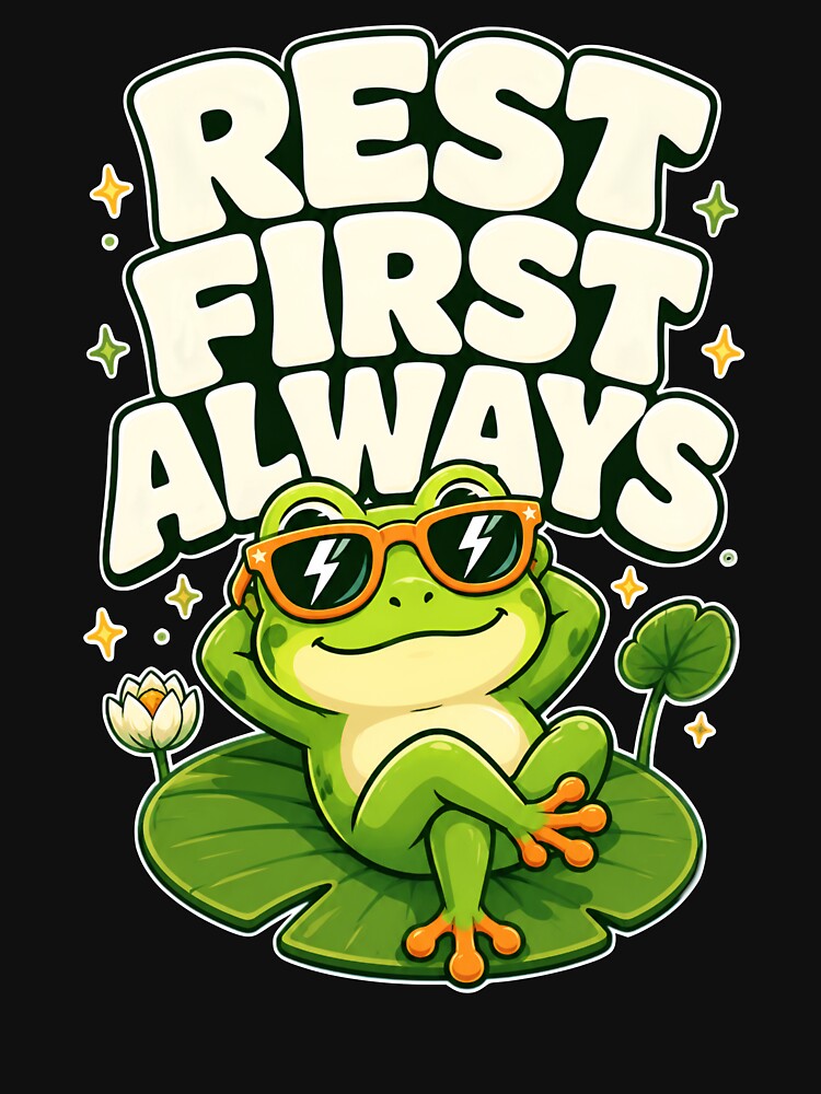Chilling Frog Rest First Always Design by aashcreat