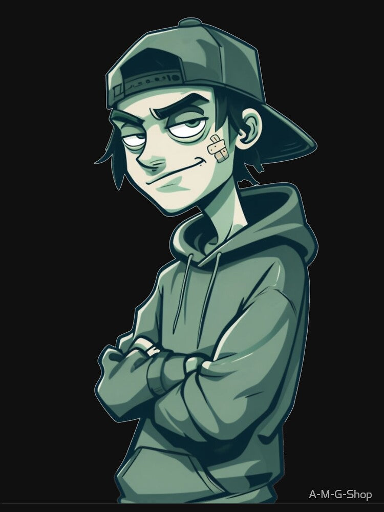 Edgy Skater Boy - Urban Streetwear Hoodie Character Art by A-M-G-Shop