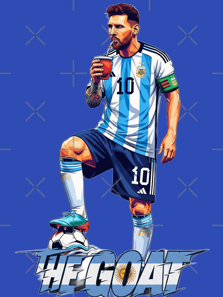 Messi Illustrated Style Drinking Mate – Unique Design by The Goat by G-A-D-U Unisex , , , Long Sleeve Tee