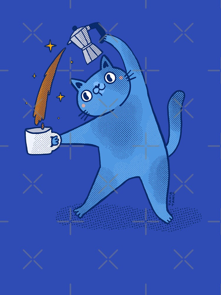 Blue Coffee Cat by taniasamoshkina
