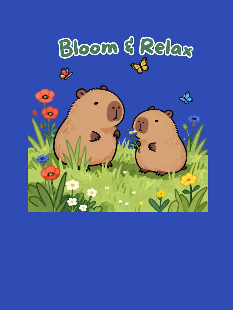 Bloom & Relax - Cute Capybara Garden Illustration by BCapybara