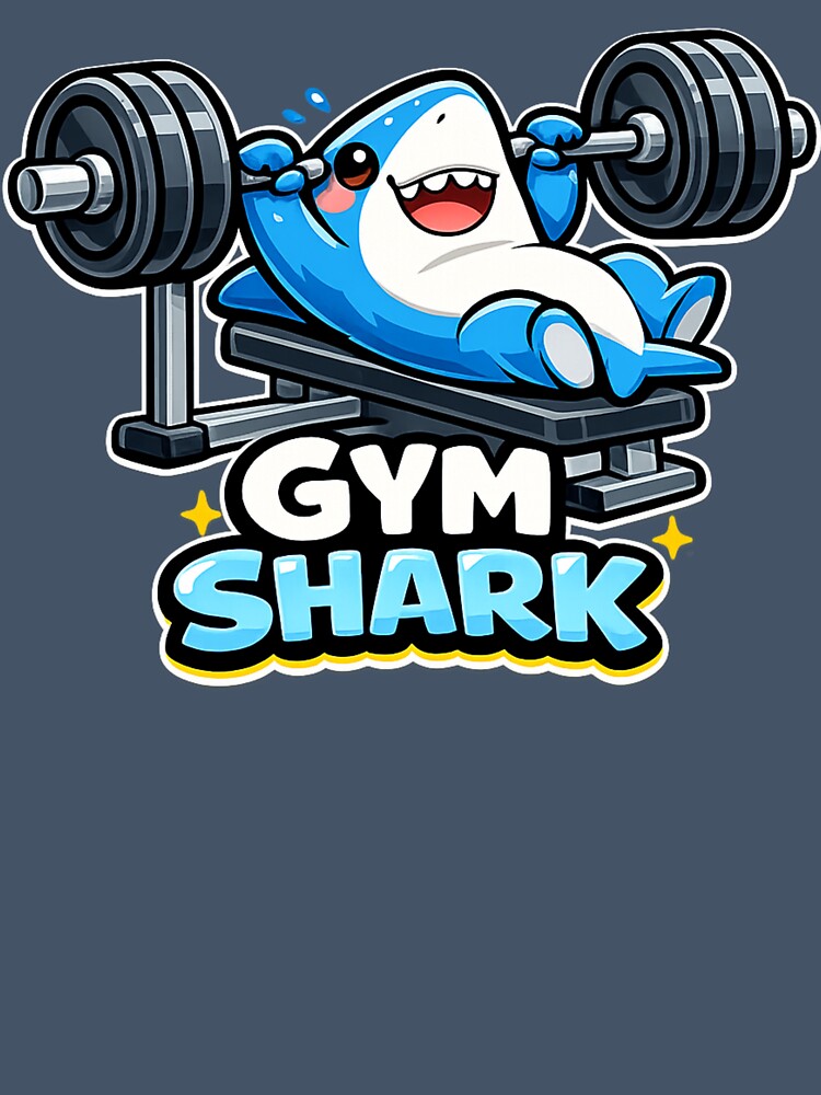 Gym Shark – Cute Kawaii Shark Bench Press Gym Sticker by les 3 cerises store
