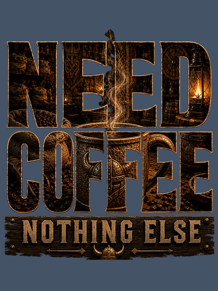 Need Coffee Nothing Else – Viking Tavern Coffee Lover Design by Claws & Chaos