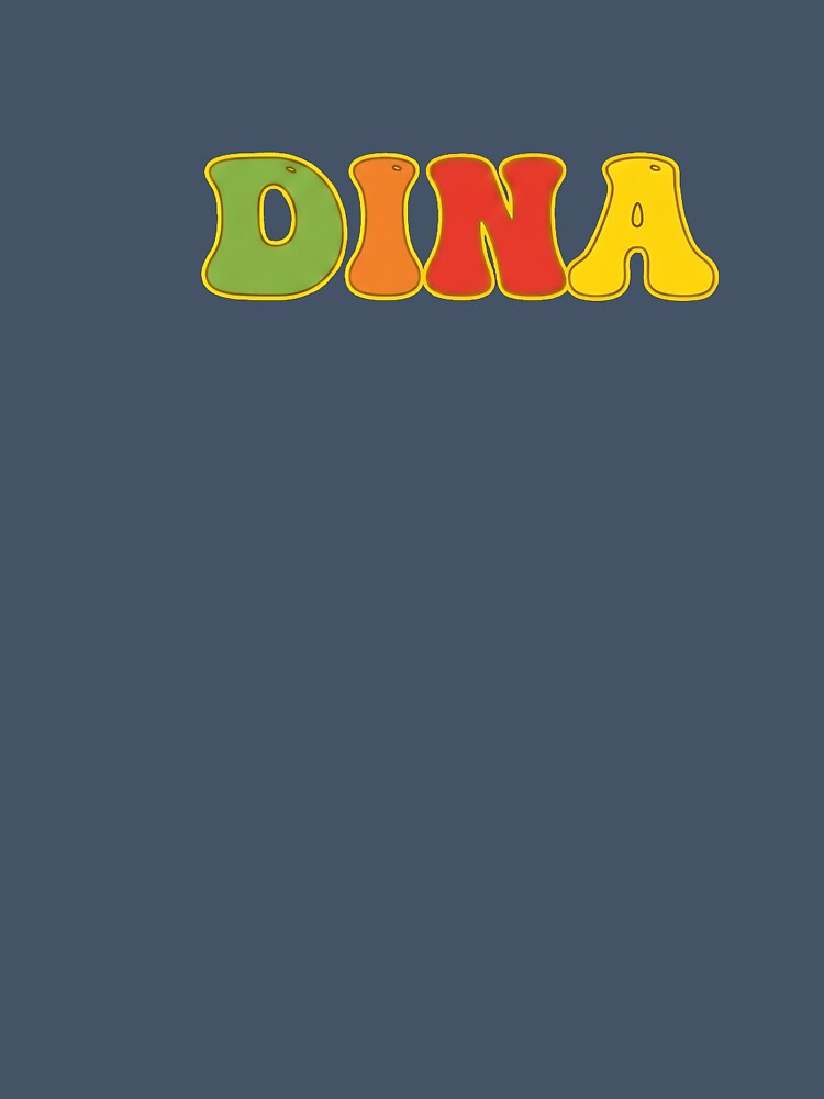 ❤️ Dina Personalized Name Wavy Retro Shirt, Coffee Mug, Sticker Gift by HelixPedia