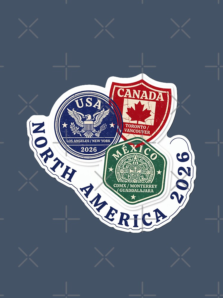 North America 2026 Passport Stamp Trio Vintage Travel Sticker by limos Unisex , , , Long Sleeve Tee