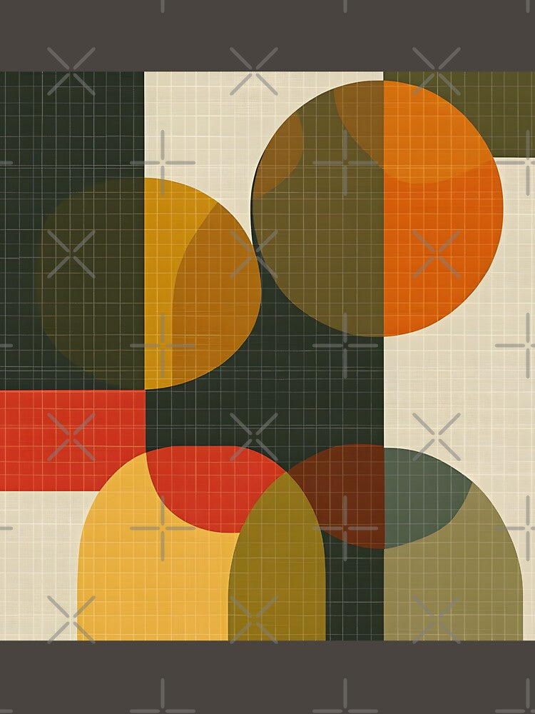Mid Century Modern Geometric Grid | Bauhaus Abstract Minimalist Wall Art by GrinGalore