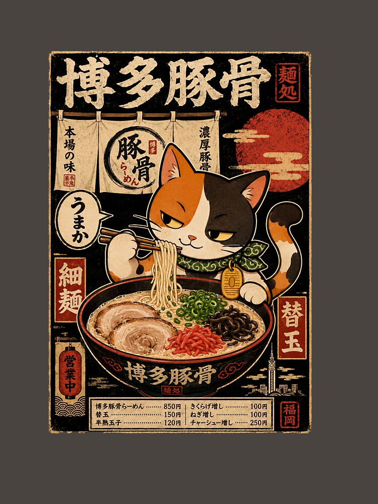 Japanese Hakata Tonkotsu Ramen Cat by SakuraFesta