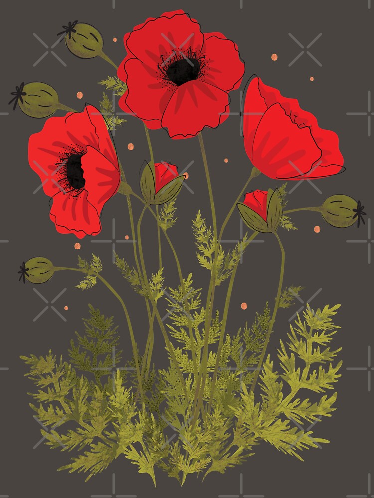 Red poppies vector art by Lizbizart