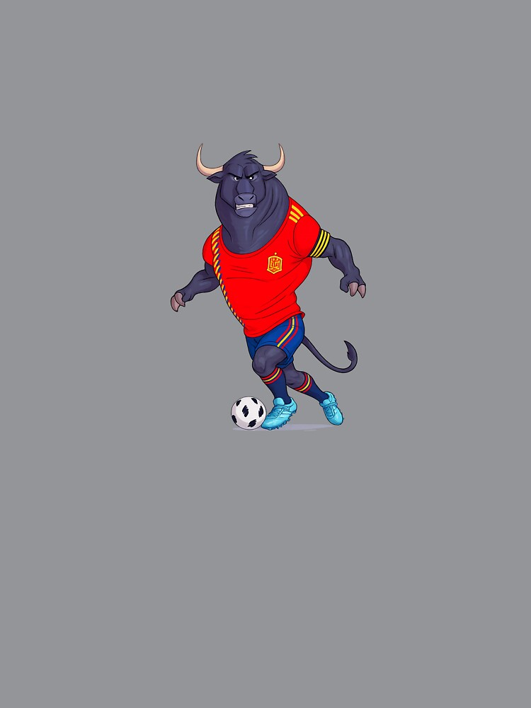 Spain Football Bull Mascot World Cup 2026 Fan Art by Dovla91 Unisex , , , Long Sleeve Tee