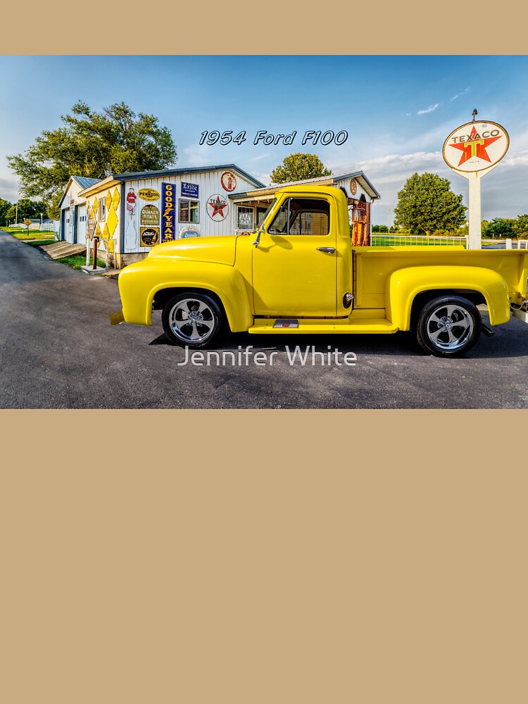 1954 Yellow Ford F100 Truck Side Text by mljdwhite