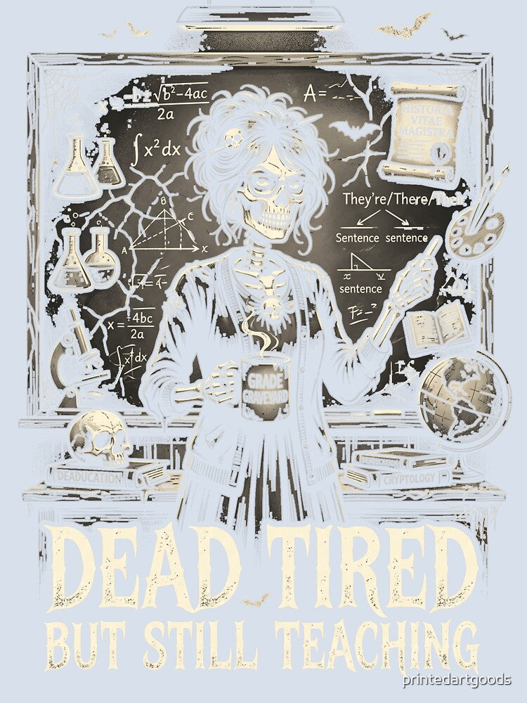 Dead Tired But Still Teaching Skeleton Teacher Funny Halloween by printedartgoods