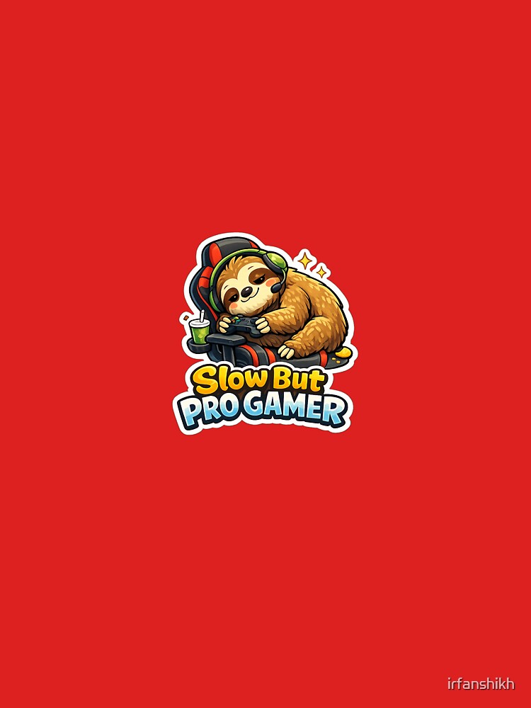 Slow But Pro Gamer Sloth – Funny Lazy Gamer Cartoon Gaming Sticker by irfanshikh