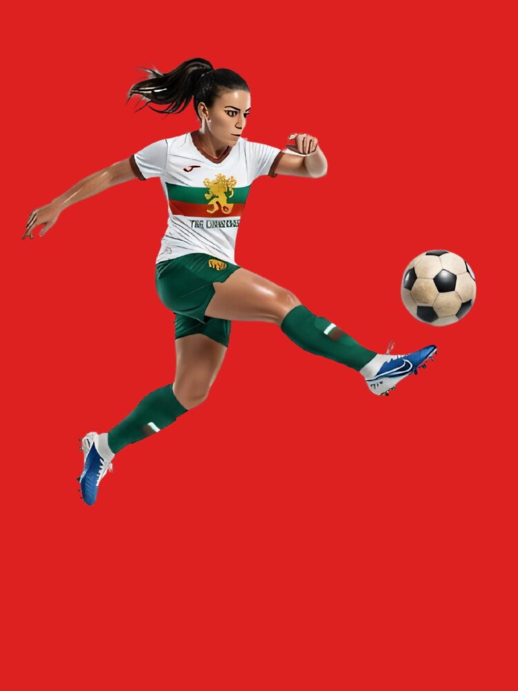 Bulgarian Soccer Girl Kicking Football Sports Art by Utopian-Magic Unisex , , , Long Sleeve Tee