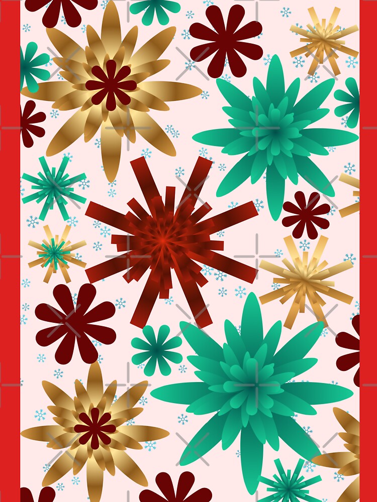 Christmas Floral Burst Pattern – Gold Red Green Holiday Seamless Design by HopeAndHustle