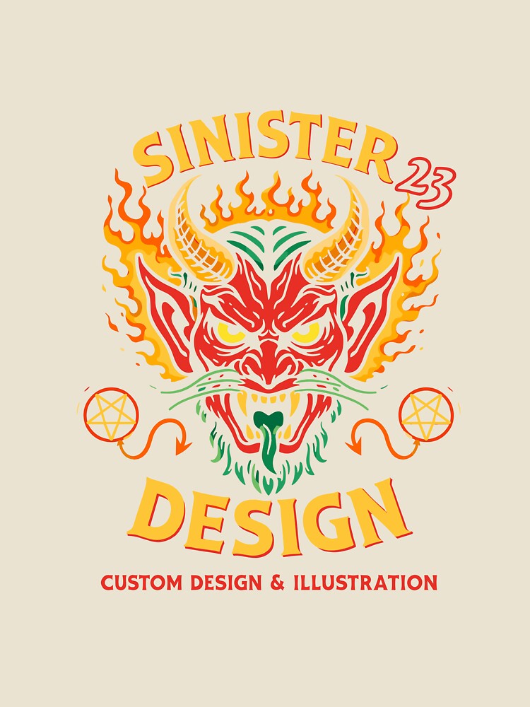 Sinister 23 Devil Design T-Shirt by Matinez Pink