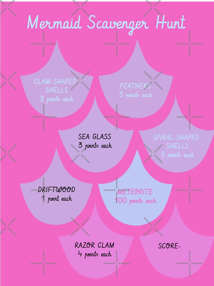 Beach Mermaid Scavenger Hunt in Pink and Purple by SamJanner