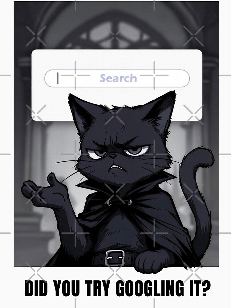 Funny Sarcastic IT Support Cat Did You Try Searching Tech Help Quote by Amber Sky Creations