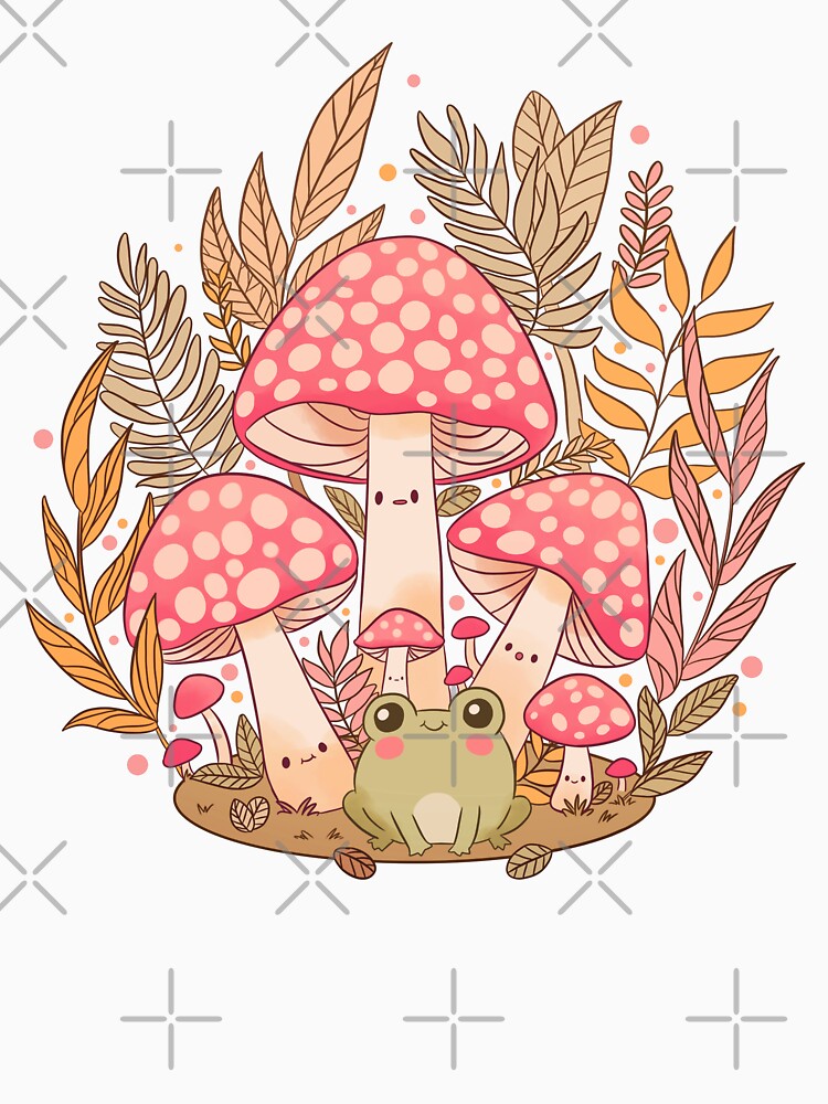 Cottagecore vintage frog and mushrooms by Yarafantasyart
