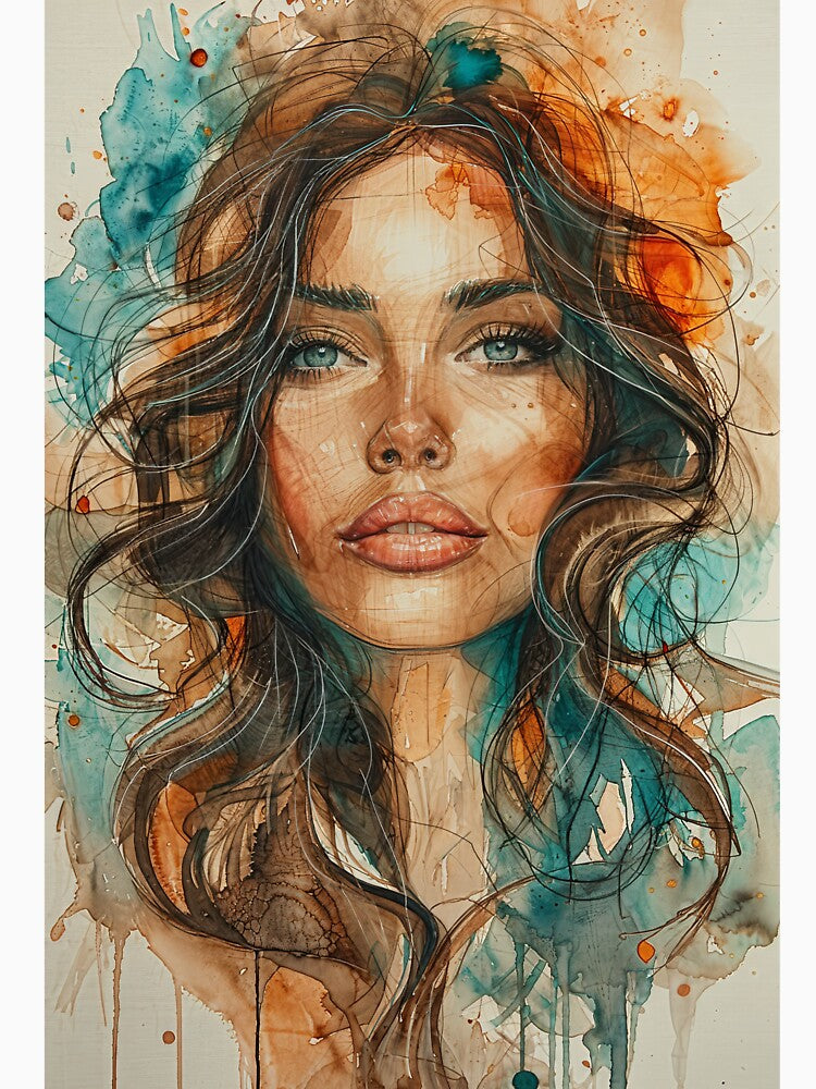 Abstract Portrait of young woman with flowers by SparroCreative
