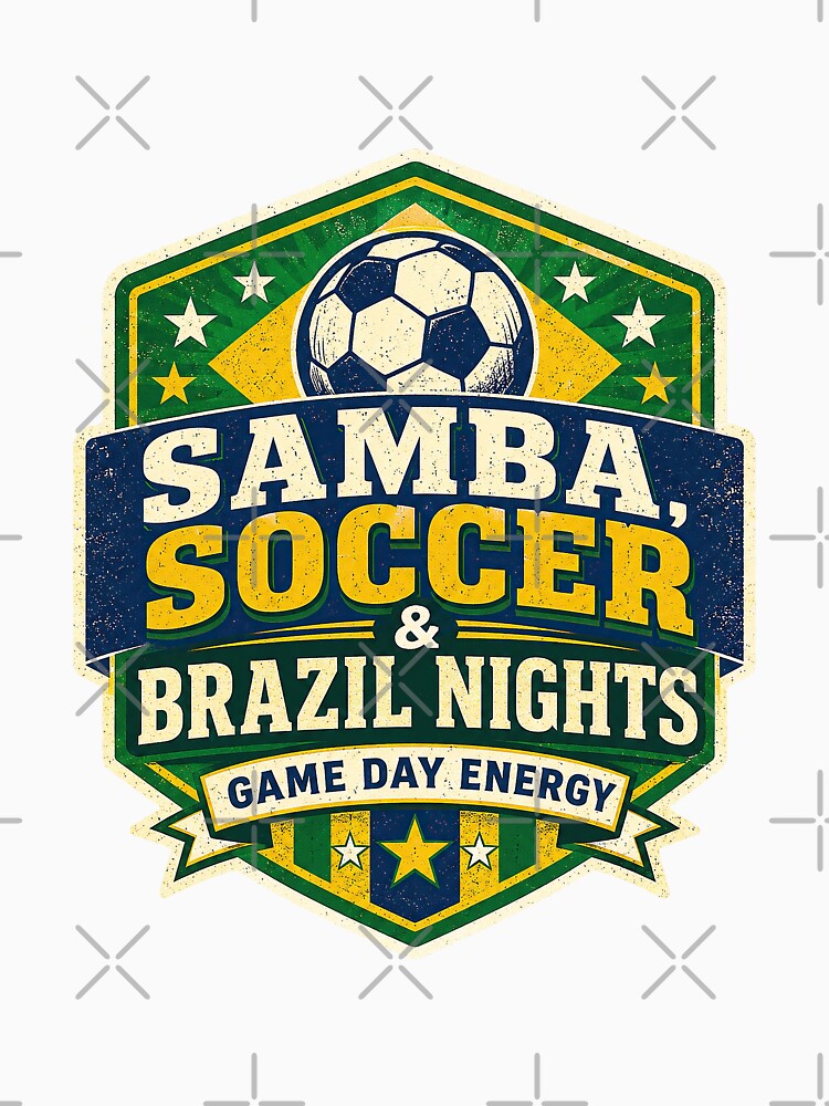 Samba Soccer Brazil Nights Game Day Badge by Arabic Ink Studio Unisex , , , Long Sleeve Tee